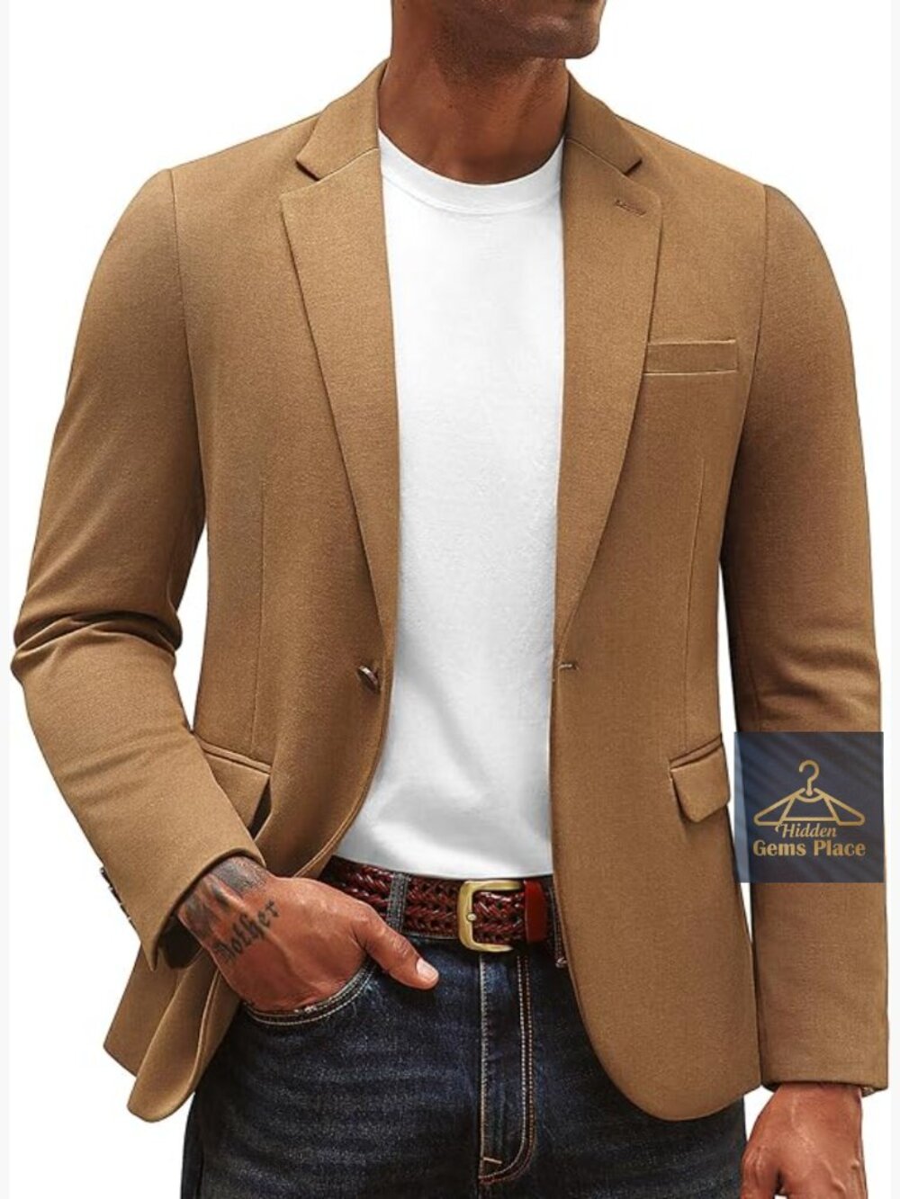 Casual Knit Blazer Sport Coat One Button Notch Lapel Suit Jacket